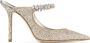 Jimmy Choo Metallic Leren Strass Pantoffels Gray Dames - Thumbnail 1