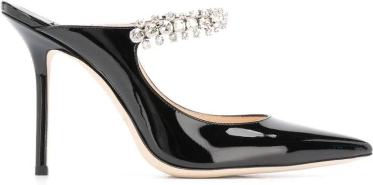 Jimmy Choo Zwarte Patentleren Sandalen Kristalversiering Black Dames