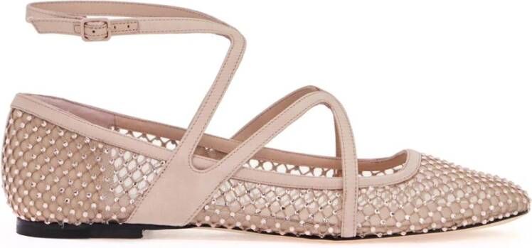 Jimmy Choo Kristalnet Mesh Ballerina Flats Pink Dames