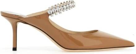 Jimmy Choo Kristalversierde Bing Patentleren Muiltjes Brown Dames