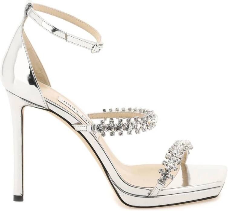 Jimmy Choo Kristalversierde Bing Sandalen Gray Dames