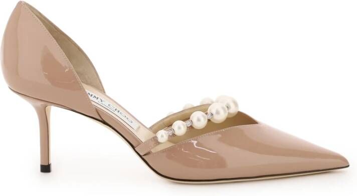 Jimmy Choo Kristalversierde lakleren pumps Beige Dames