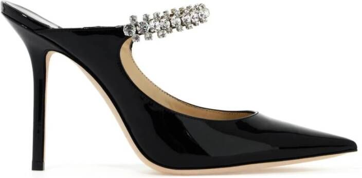 Jimmy Choo Kristalversierde Leren Muiltjes Black Dames