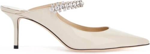 Jimmy Choo Kristalversierde Patent Muiltjes White Dames