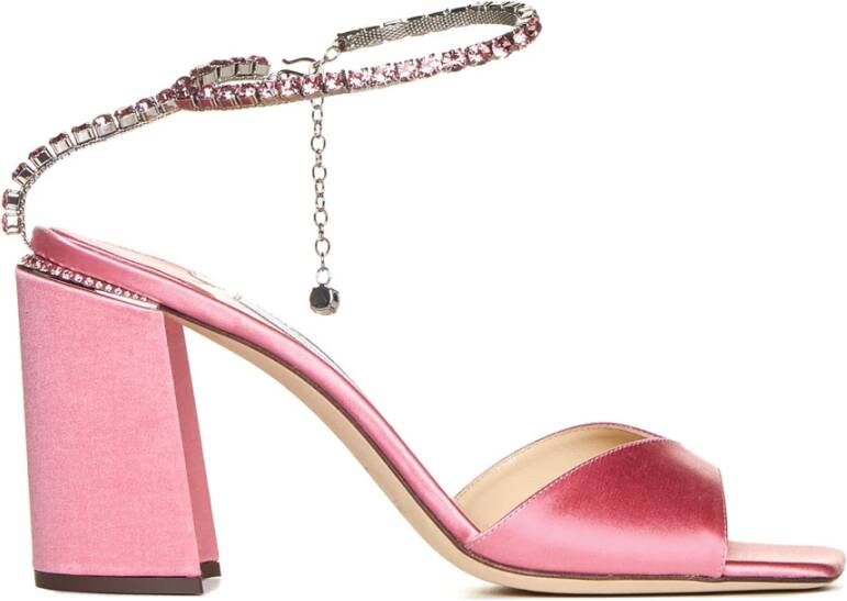 Jimmy Choo Kristalversierde Roze Sandalen Pink Dames