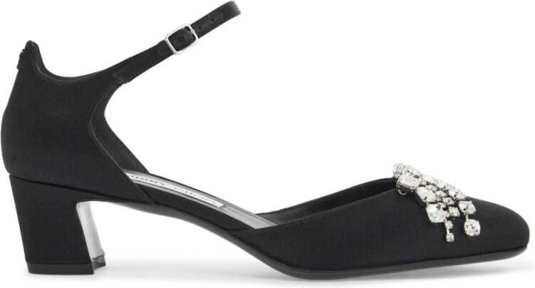 Jimmy Choo Kristalversierde Satijnen Décolleté Pumps Black Dames