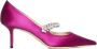 Jimmy Choo Kristalversierde Satijnen Stilettohakken Pink Dames - Thumbnail 1