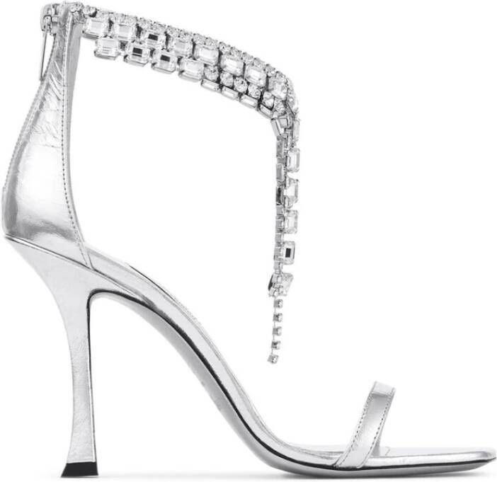 Jimmy Choo Kristalversierde Stiletto Hak Schoenen Gray Dames