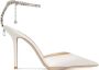 Jimmy Choo Kristalversierde Witte Satijnen Hoge Hakken White Dames - Thumbnail 1