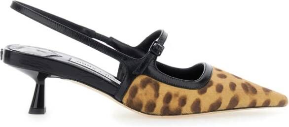 Jimmy Choo Leopard Motif Slingback Pumps Bruin Leer Brown Dames