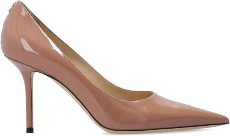 Jimmy Choo Gouden Metalen Logo Lakleren Pumps Pink Dames