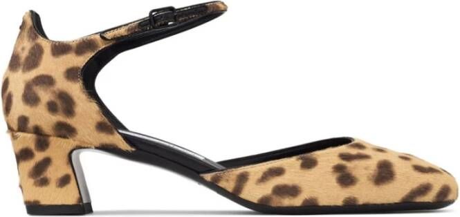 Jimmy Choo Luipaardprint Gesp-Sluiting Hak Sandalen Brown Dames