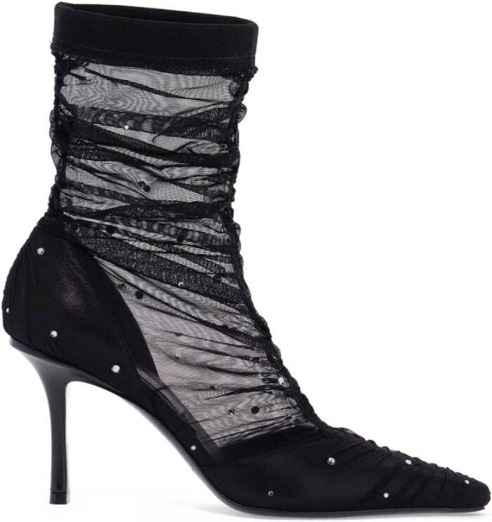 Jimmy Choo Mesh Enkellaarzen met Strass Black Dames