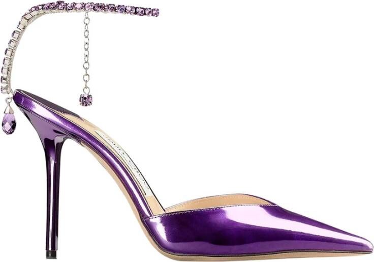 Jimmy Choo Paarse hakpumps met kristalversiering Purple Dames