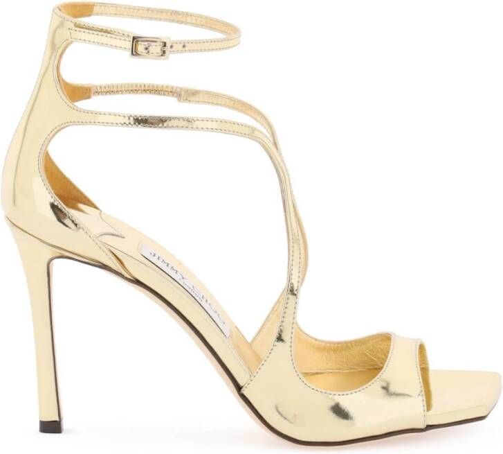 Jimmy Choo Metallic Leren Sandalen met Gevormde Bandjes Yellow Dames