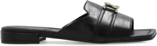 Jimmy Choo Nako leren slides Black Dames