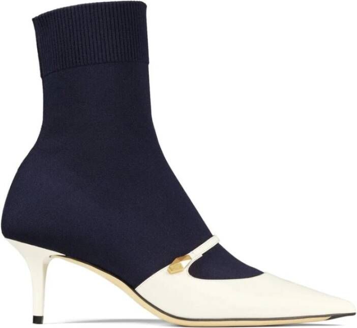 Jimmy Choo Navy Blauw Leren Puntige Neus Hakken Blue Dames