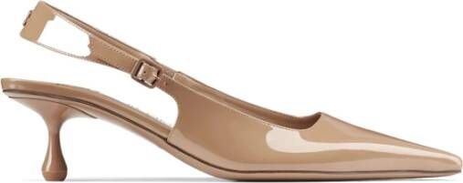 Jimmy Choo Patent Leren Slingback Drop Hiel Beige Dames