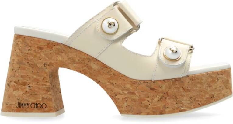 Jimmy Choo Platform Slides Fayence Beige Dames