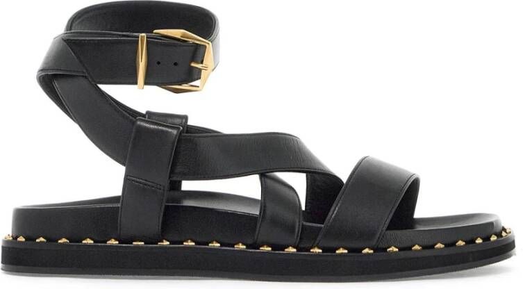 Jimmy Choo Platte Sandalen van Leer met Kruisbanden Black Dames