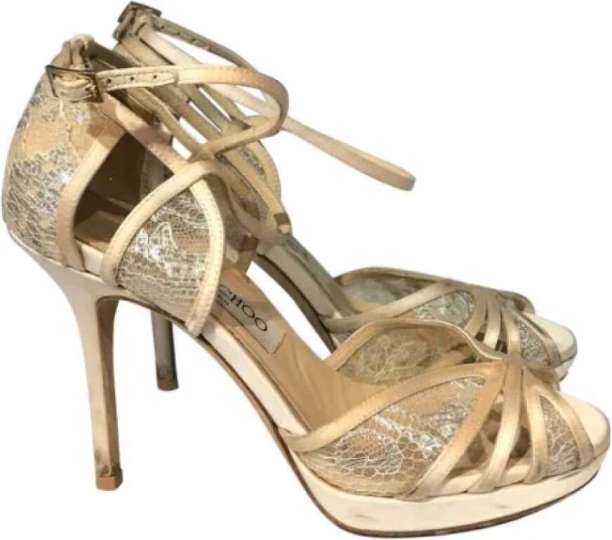 Jimmy Choo Pre-owned Canvas sandals Beige Dames