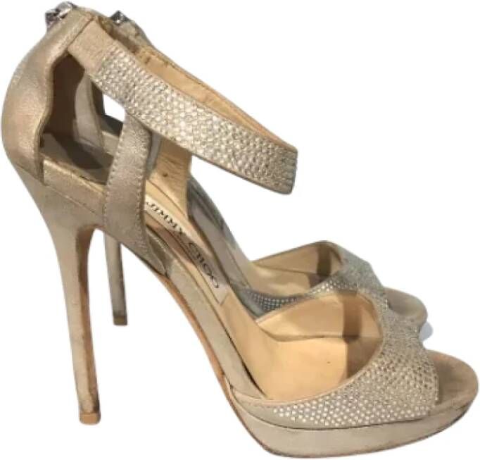 Jimmy Choo Pre-owned Canvas sandals Beige Dames