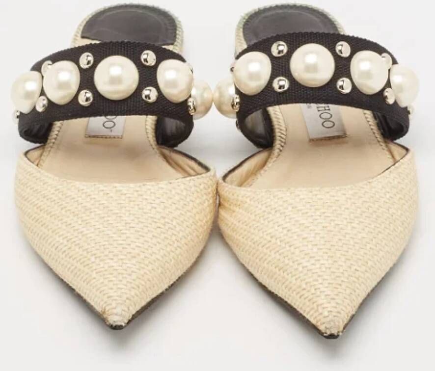 Jimmy Choo Pre-owned Canvas sandals Beige Dames