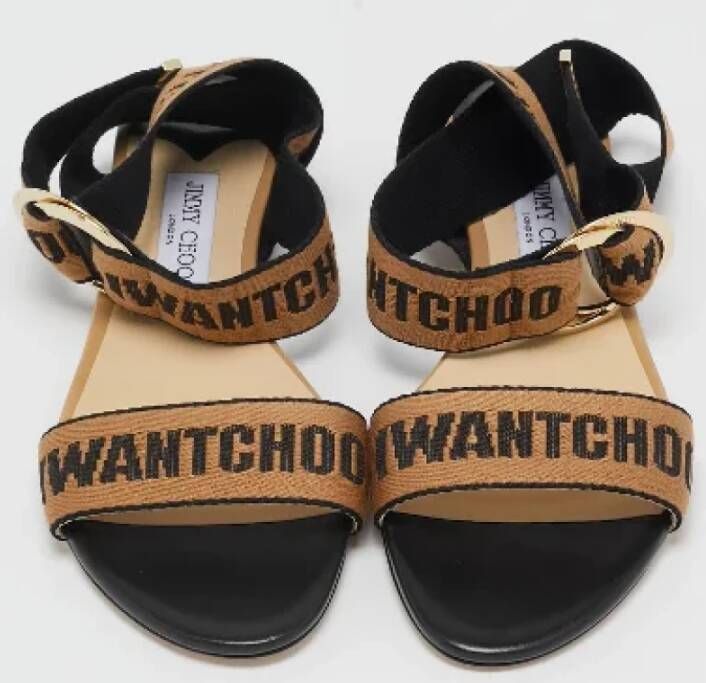 Jimmy Choo Pre-owned Canvas sandals Brown Dames