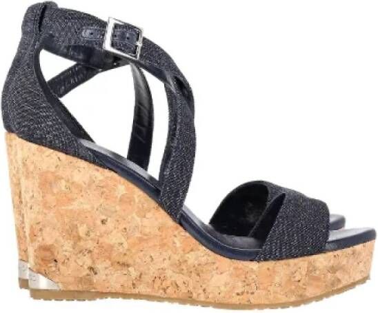 Jimmy Choo Pre-owned Cotton sandals Blue Dames