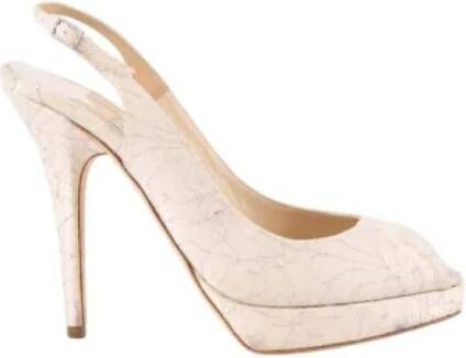 Jimmy Choo Pre-owned Fabric heels Beige Dames