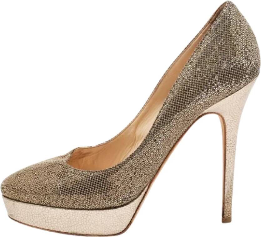 Jimmy Choo Pre-owned Fabric heels Gray Dames