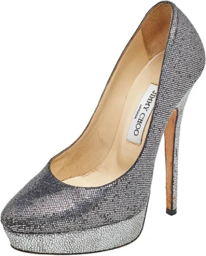 Jimmy Choo Pre-owned Fabric heels Gray Dames