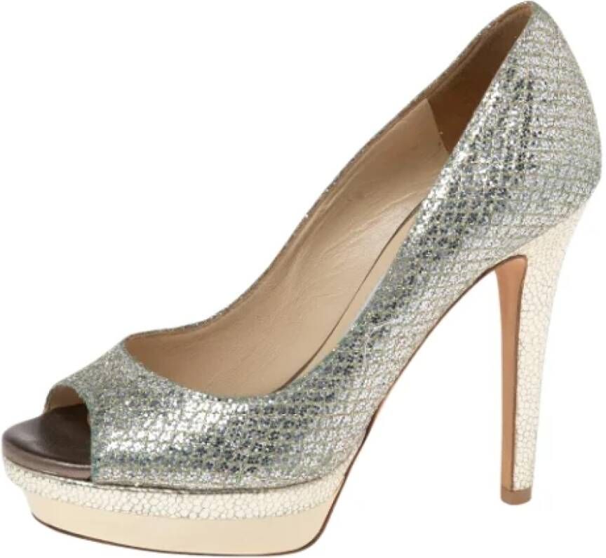 Jimmy Choo Pre-owned Fabric heels Gray Dames