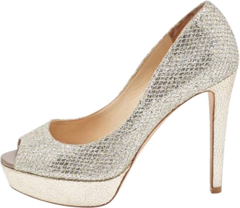 Jimmy Choo Pre-owned Fabric heels Gray Dames