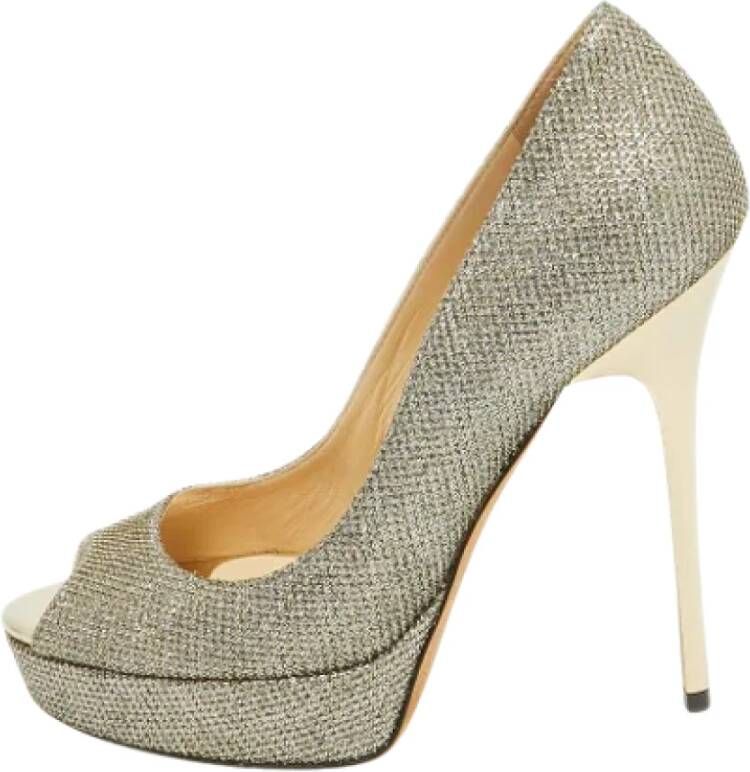 Jimmy Choo Pre-owned Fabric heels Gray Dames