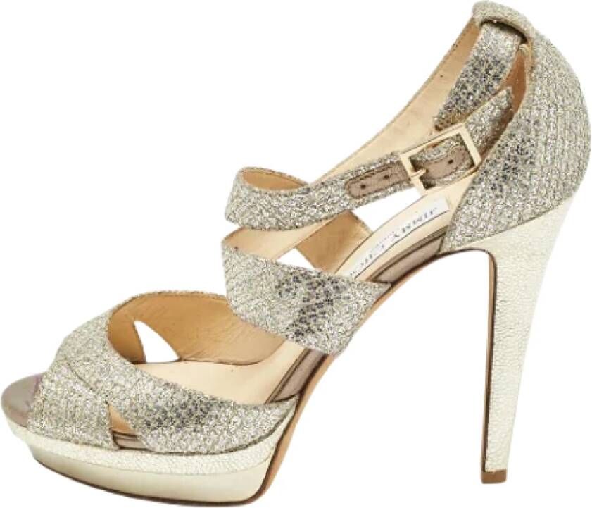 Jimmy Choo Pre-owned Fabric sandals Gray Dames