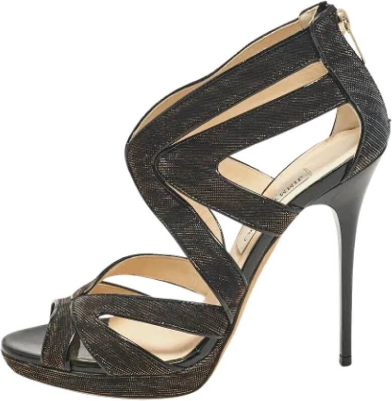 Jimmy Choo Pre-owned Fabric sandals Gray Dames