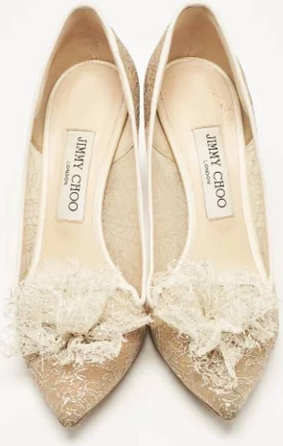 Jimmy Choo Pre-owned Lace heels Beige Dames