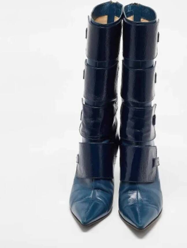 Jimmy Choo Pre-owned Leather boots Blue Dames