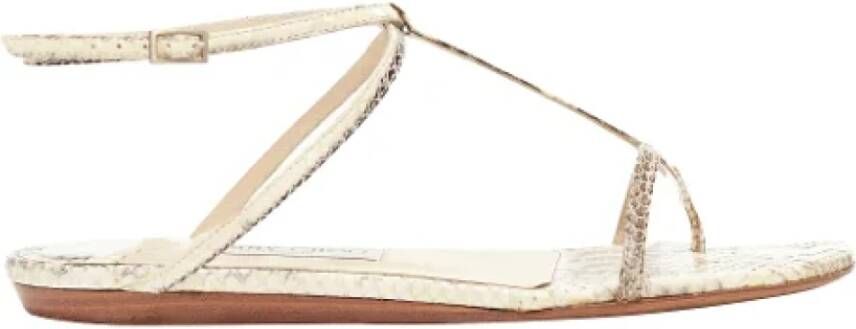 Jimmy Choo Pre-owned Leather flats Beige Dames