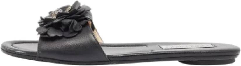 Jimmy Choo Pre-owned Leather flats Black Dames