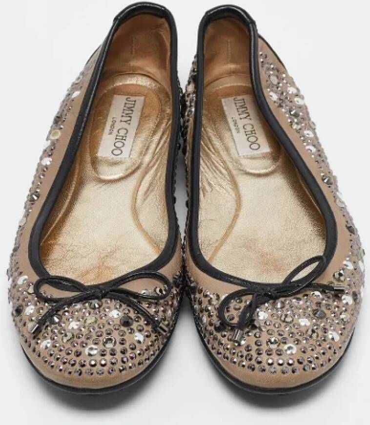 Jimmy Choo Pre-owned Leather flats Black Dames