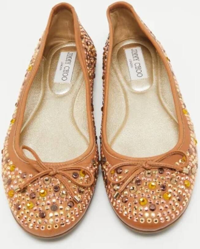 Jimmy Choo Pre-owned Leather flats Brown Dames