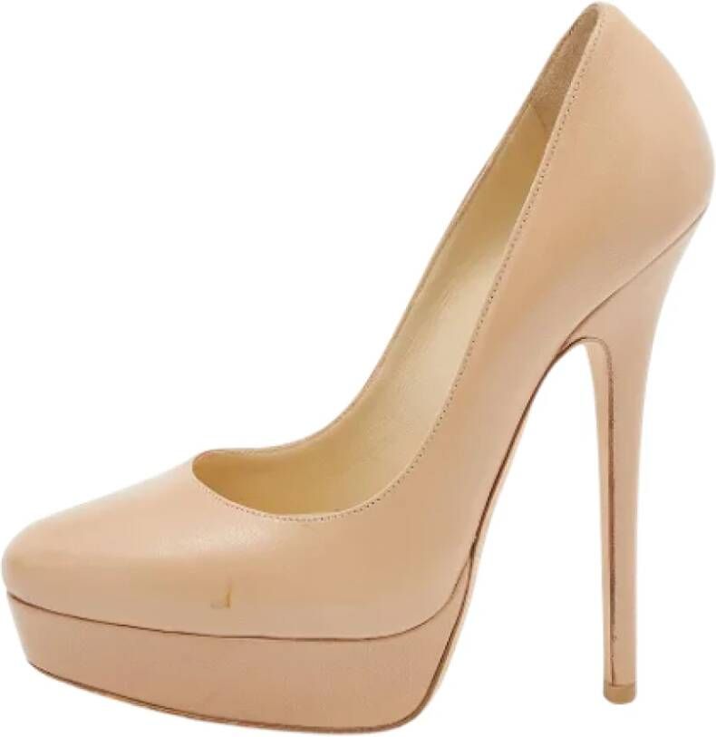 Jimmy Choo Pre-owned Leather heels Beige Dames