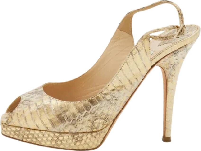 Jimmy Choo Pre-owned Leather heels Yellow Dames