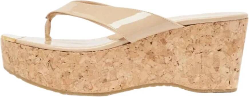 Jimmy Choo Pre-owned Leather sandals Beige Dames