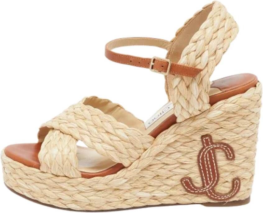 Jimmy Choo Pre-owned Leather sandals Beige Dames