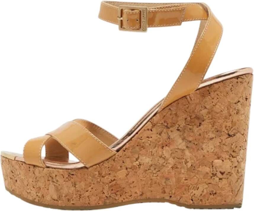 Jimmy Choo Pre-owned Leather sandals Beige Dames