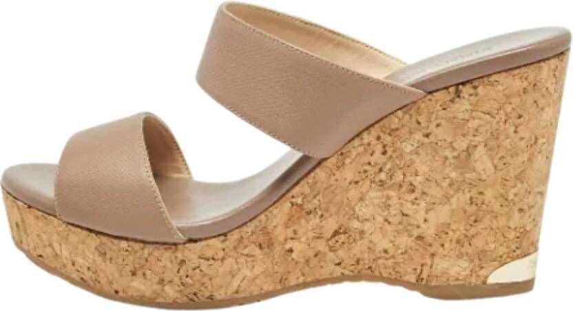 Jimmy Choo Pre-owned Leather sandals Beige Dames