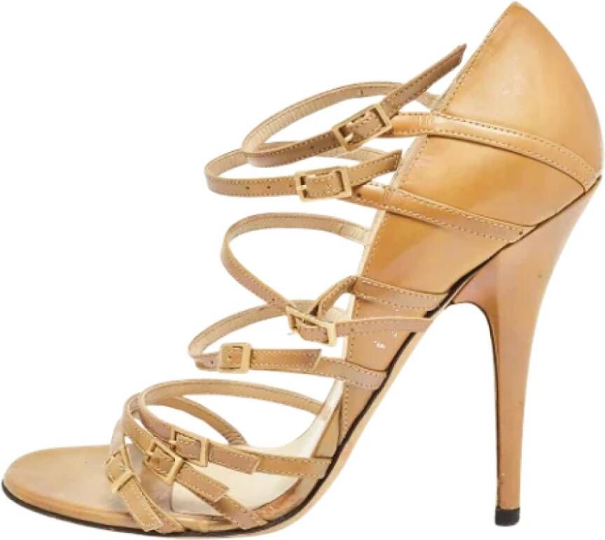 Jimmy Choo Pre-owned Leather sandals Beige Dames